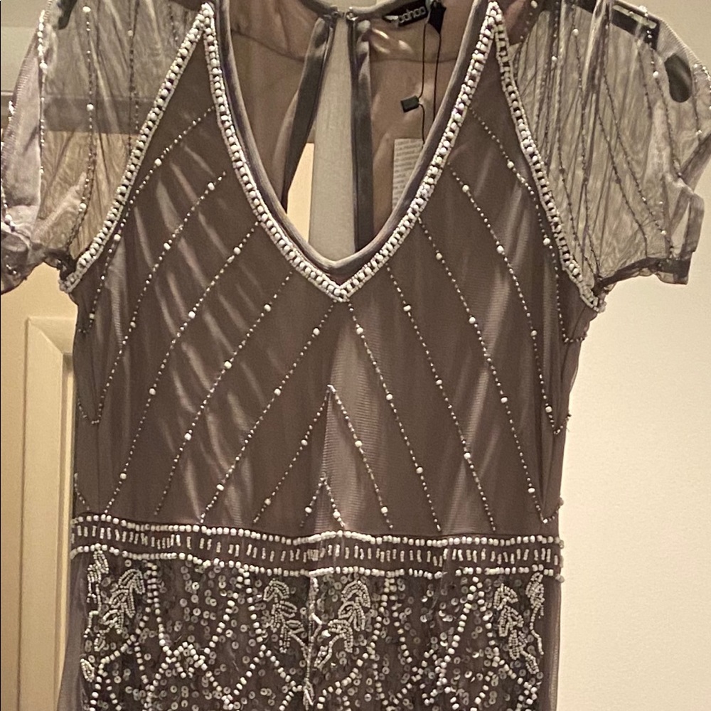 COPY - Gray purple beaded dress